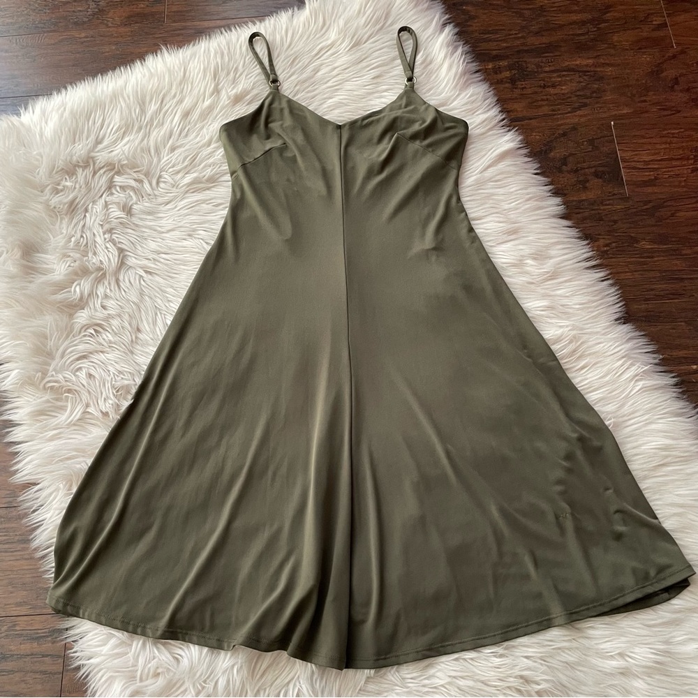 Calvin Klein Olive Green Midi Slip Dress